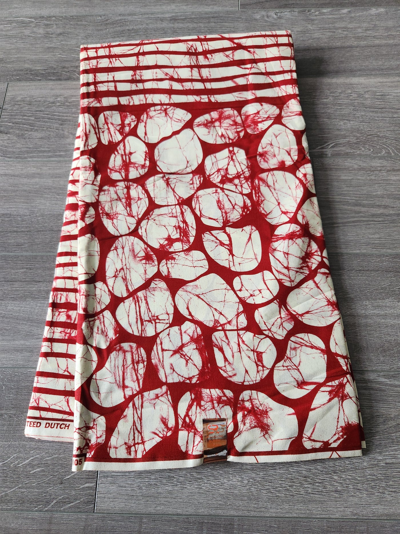 Cream and Red African Print Fabric, Ankara Fabric, AF89