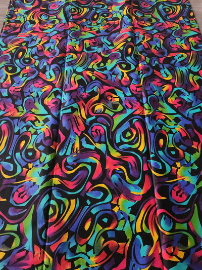 Black Multicolor African Print Fabric, Ankara Fabric, AF141