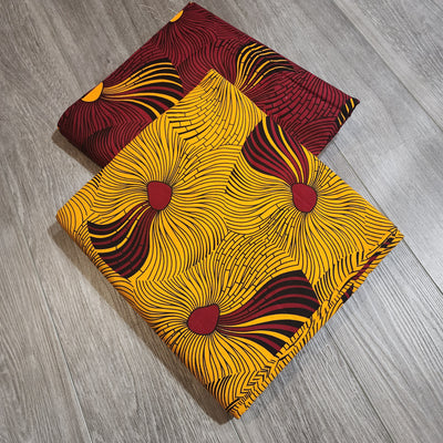 Yellow and Red  Mix and Match African Print Fabric, Ankara Fabric, 100% Cotton Fabric