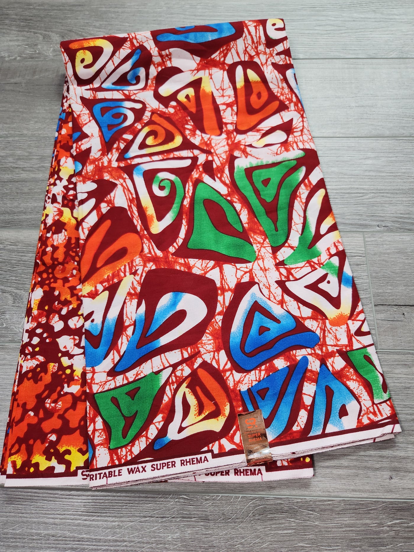 White and Orange African Print Fabric, Ankara Fabric