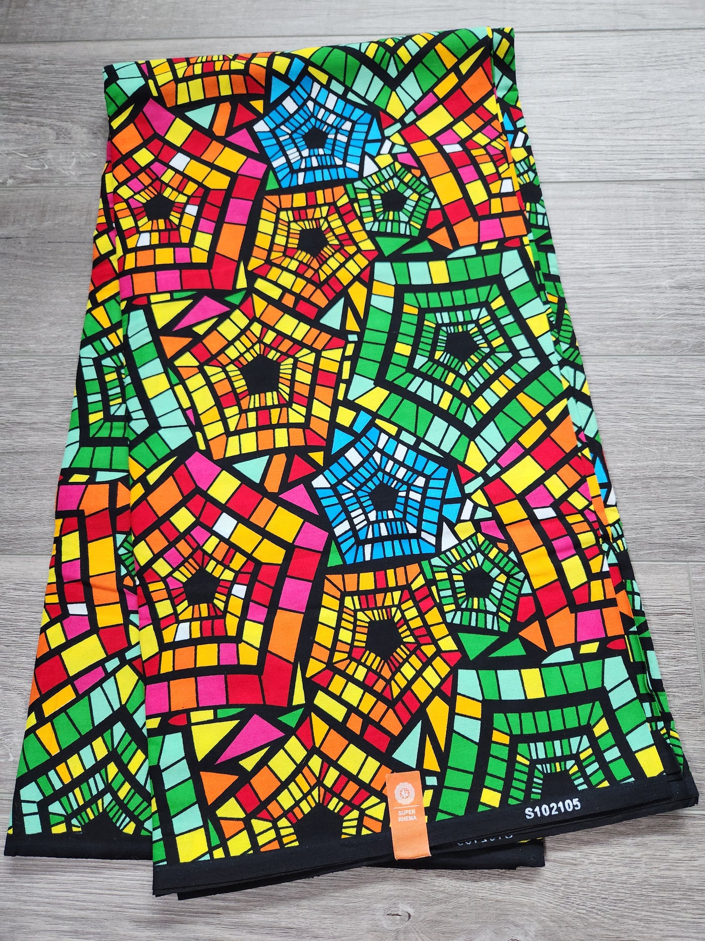 Luxury Green Multicolor African Print Fabric, Ankara Fabric