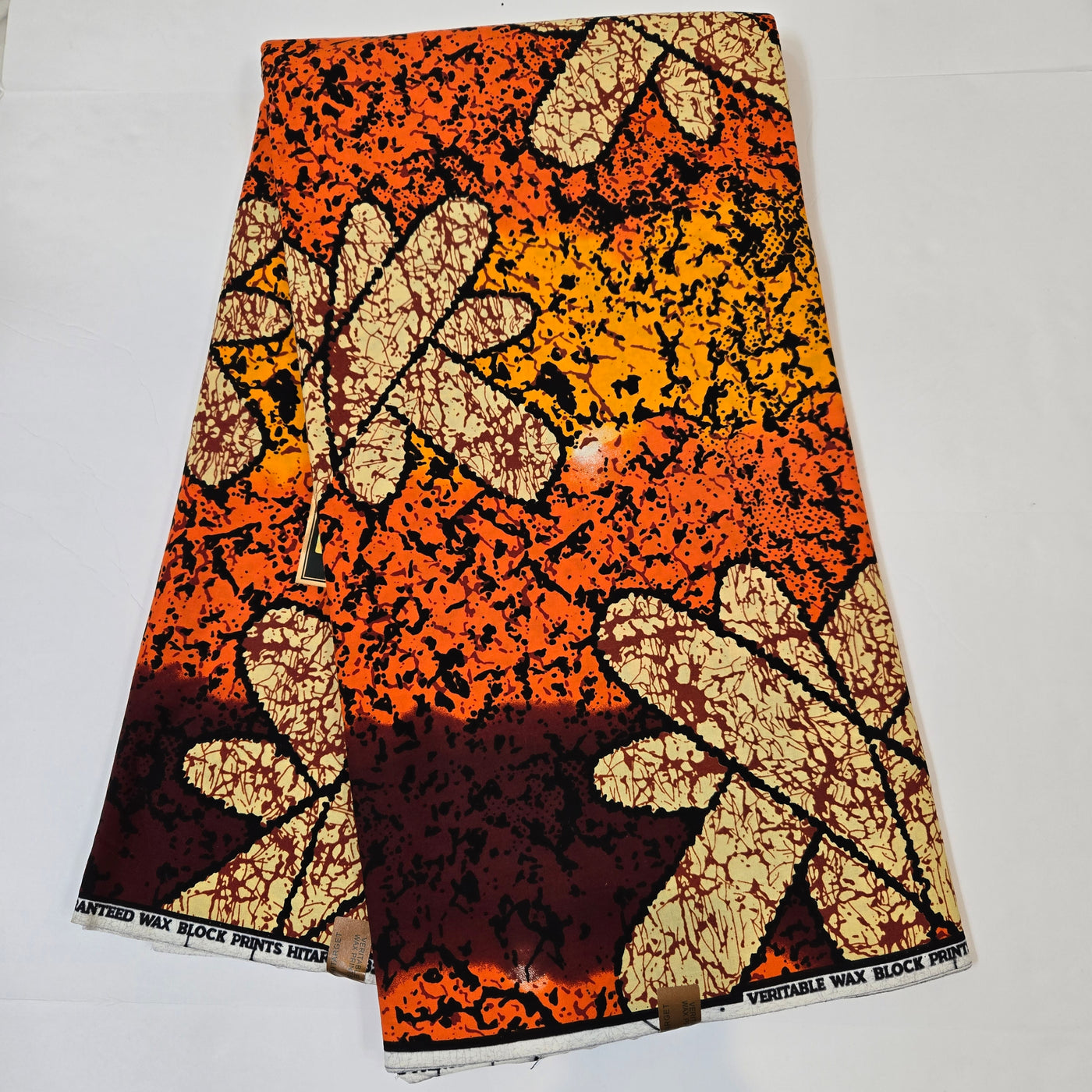 Orange and Beige African Print Fabric, Ankara Fabric, AF329