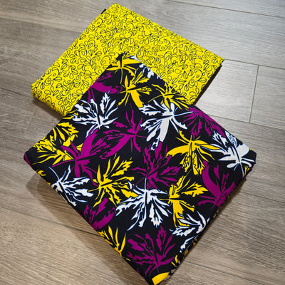 Purple and Yellow Mix and Match African Print Fabric, Ankara Fabric, 100% Cotton Fabric