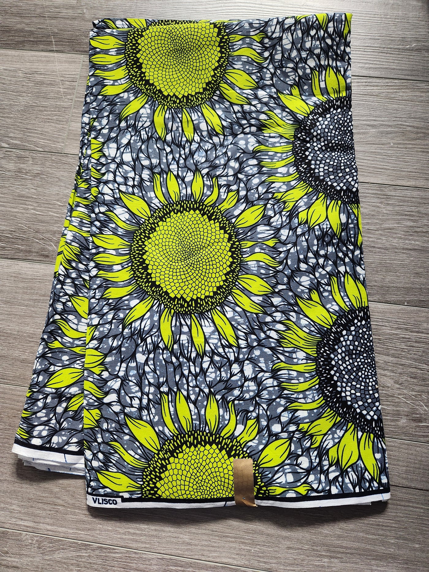 Gray and Green African Print Fabric, Ankara Fabric, AF223