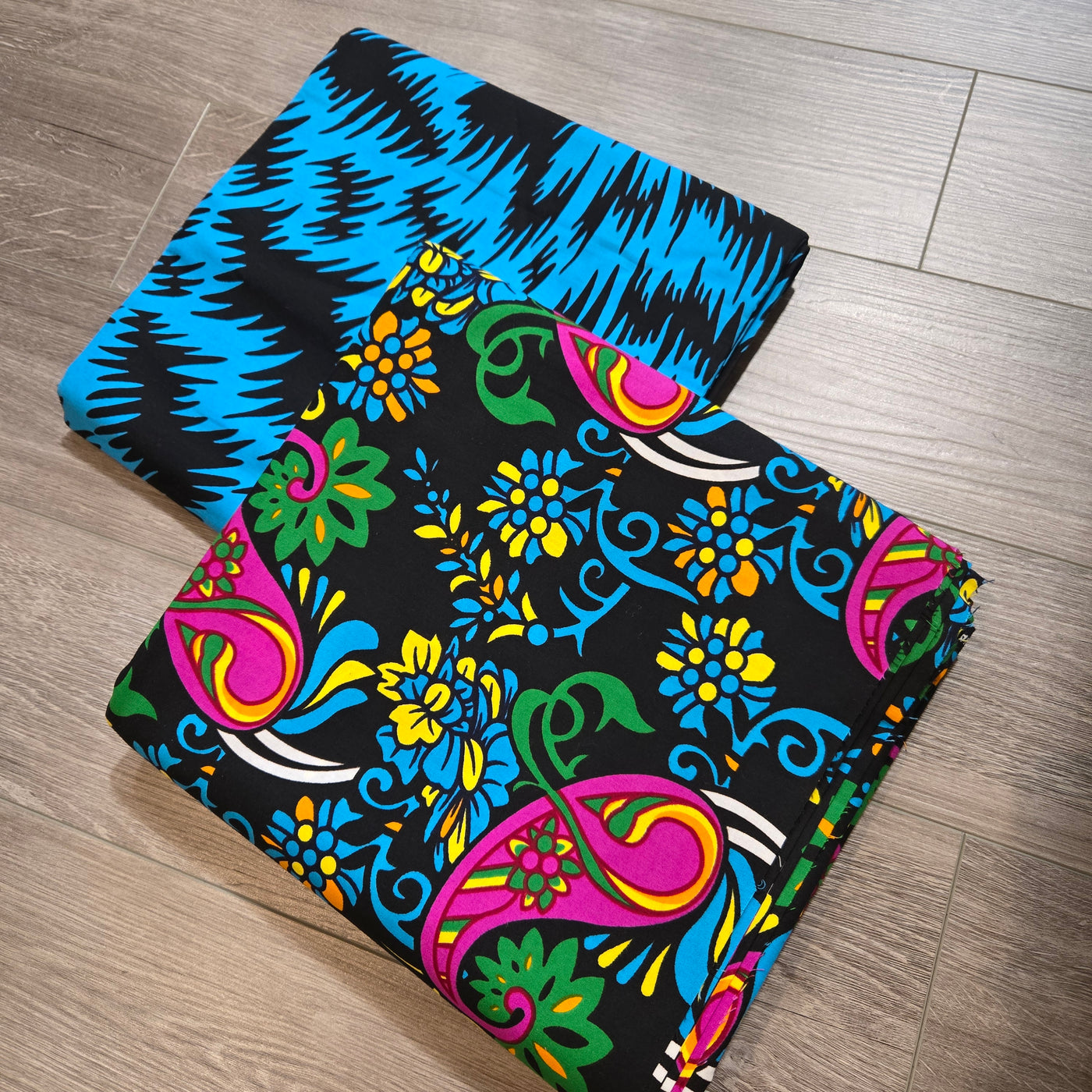 Blue and Black Mix and Match African Print Fabric, Ankara Fabric, 100% Cotton Fabric