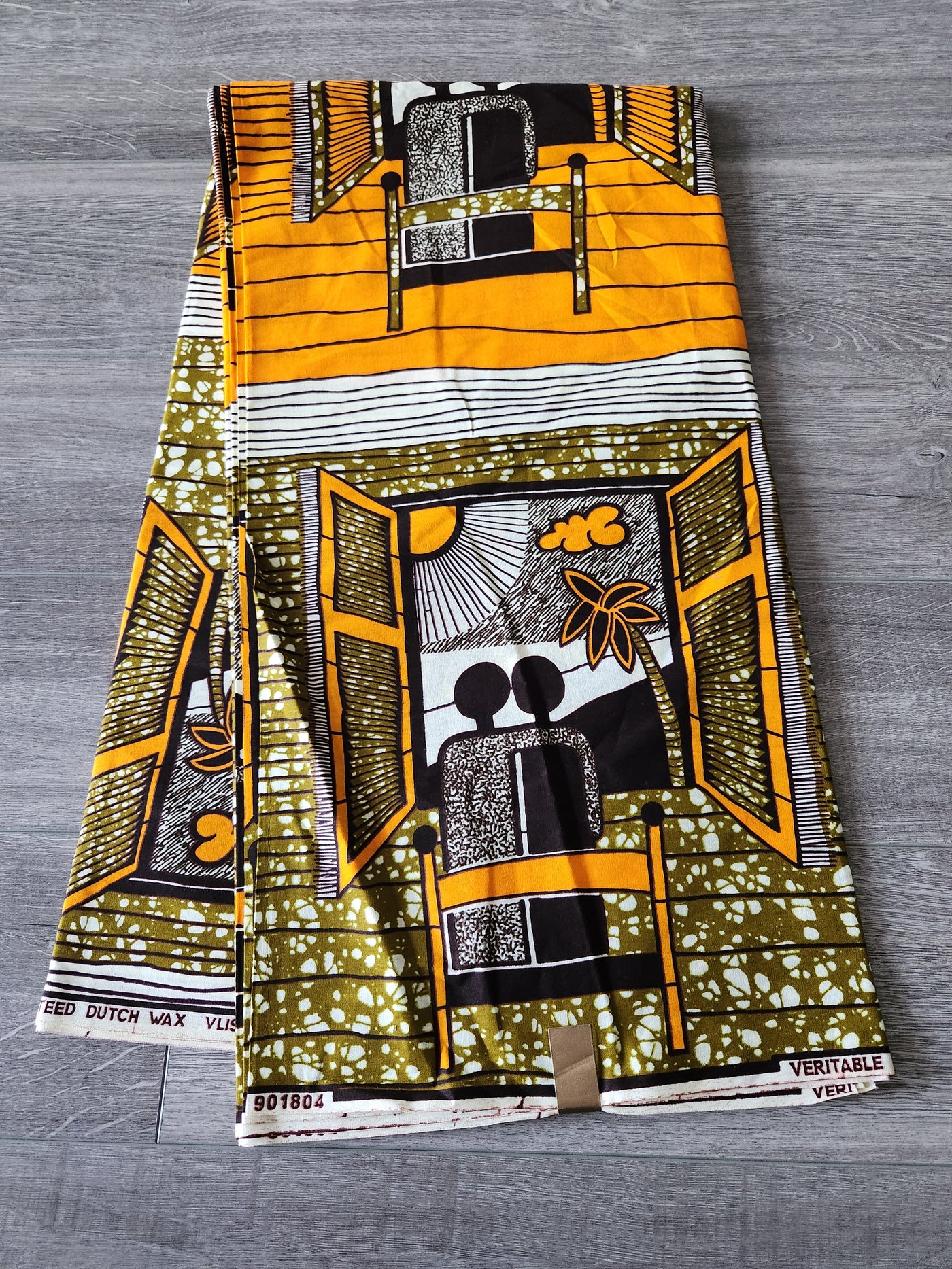 Brown and Yellow African Ankara Print Fabric