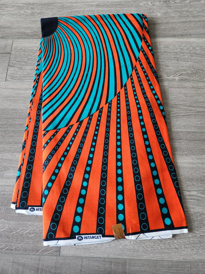 Orange and Teal African Print Fabric, Ankara Fabric, AF204