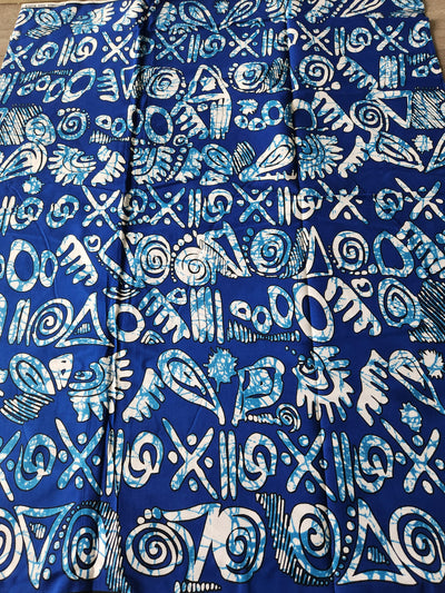 Blue and White Tribal African Print Fabric, Ankara Fabric, AF190