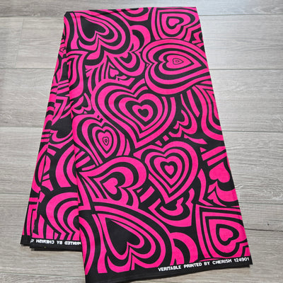 Pink and Black African Print Fabric, Ankara Fabric, 100% Cotton Fabric, AF355