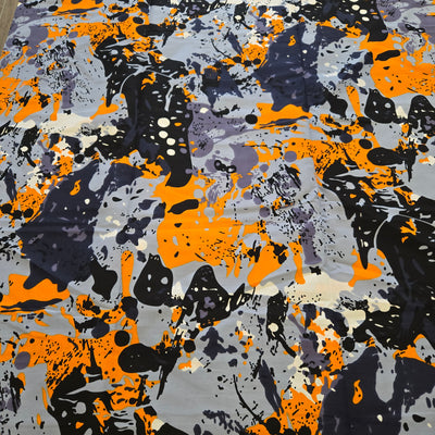 Gray and Orange Paint Splash African Print Fabric, Black Fabric, Pink Fabric Ankara Fabric, AF318