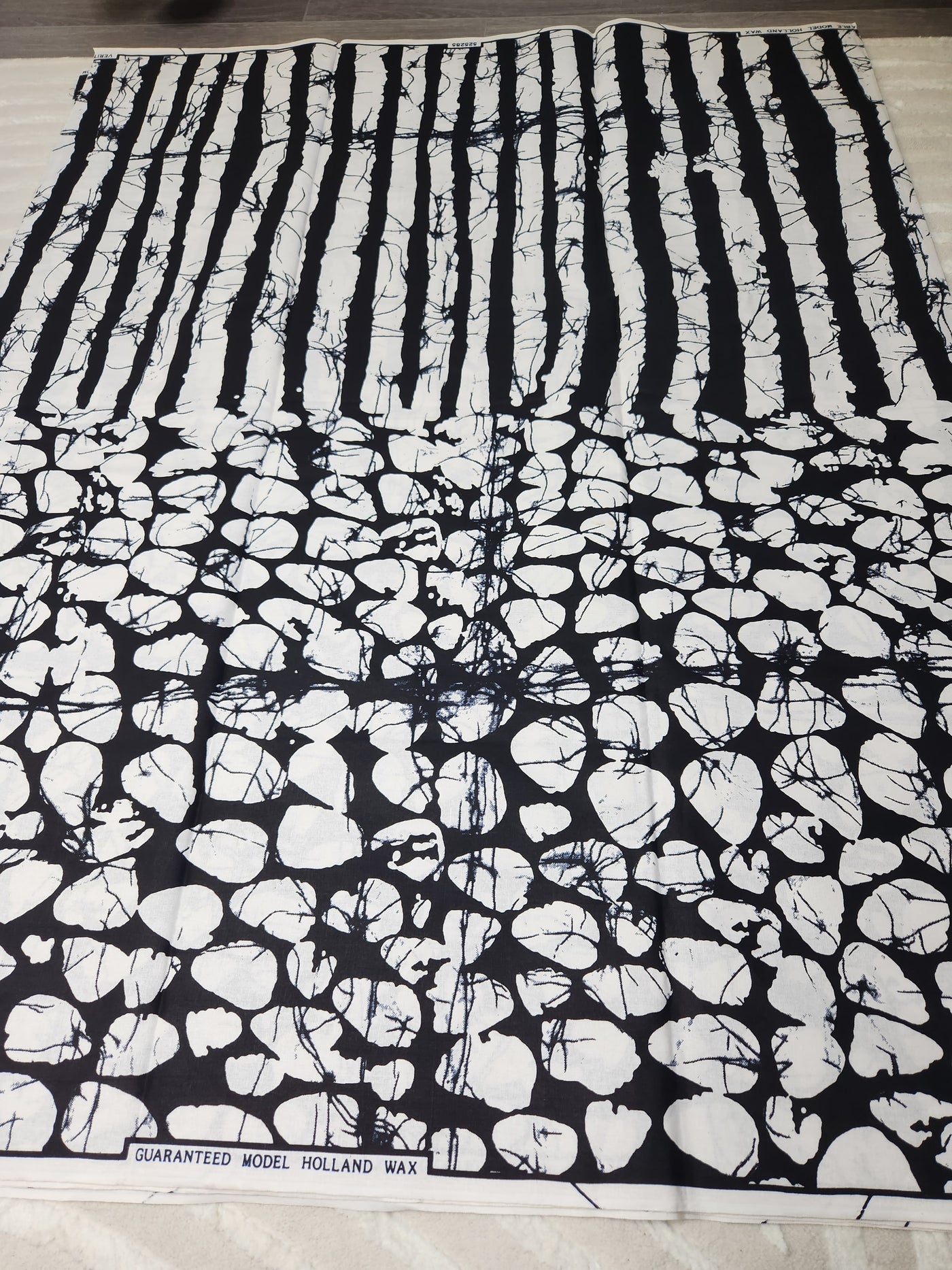 White and Black Ankara Print Fabric