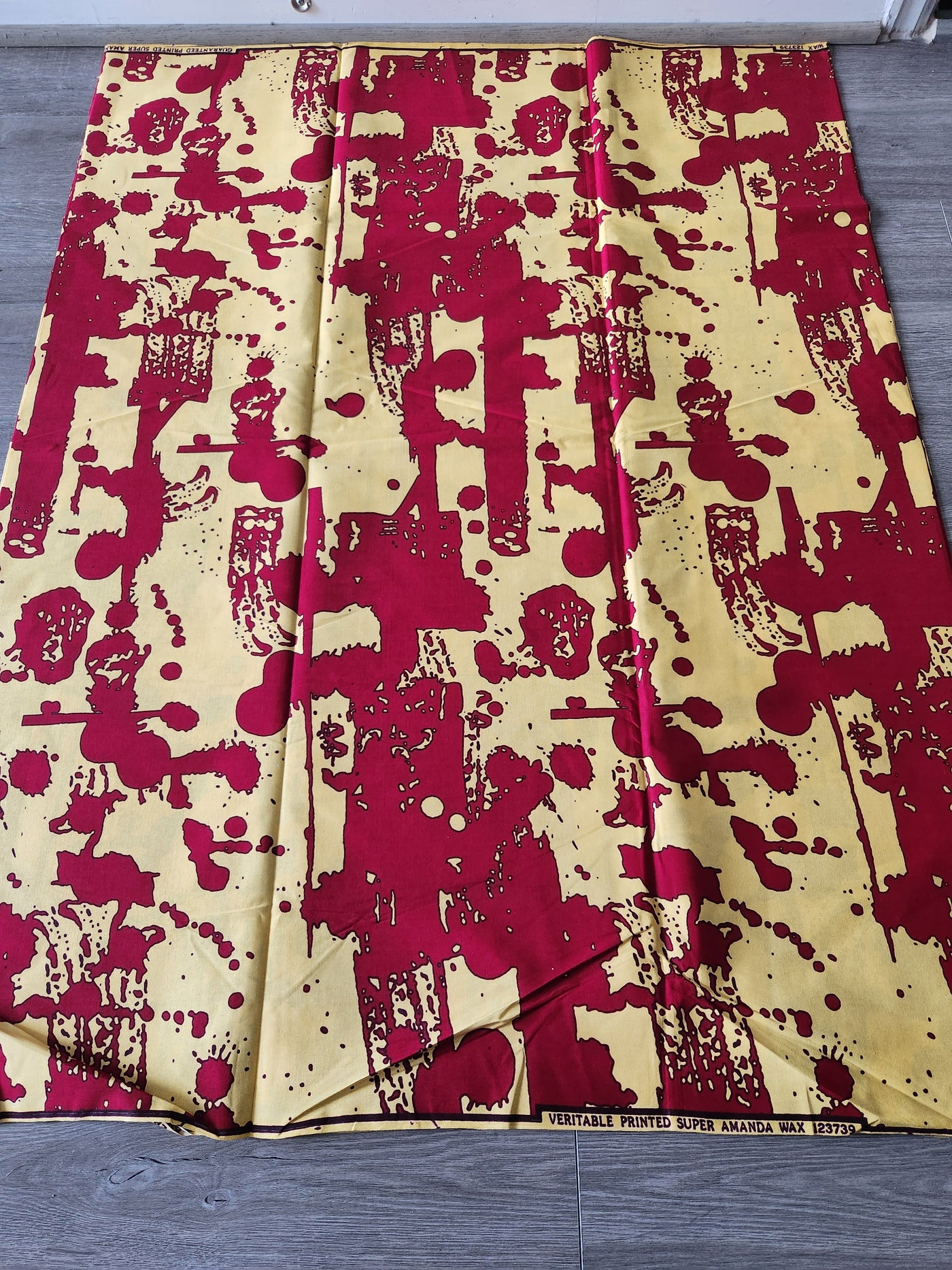 Cream and Red African Print Fabric, Ankara Fabric, AF88