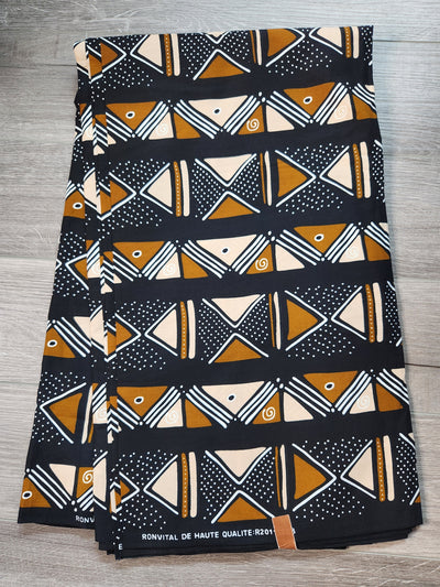 Black and Brown Tribal African Print Fabric, Ankara Fabric