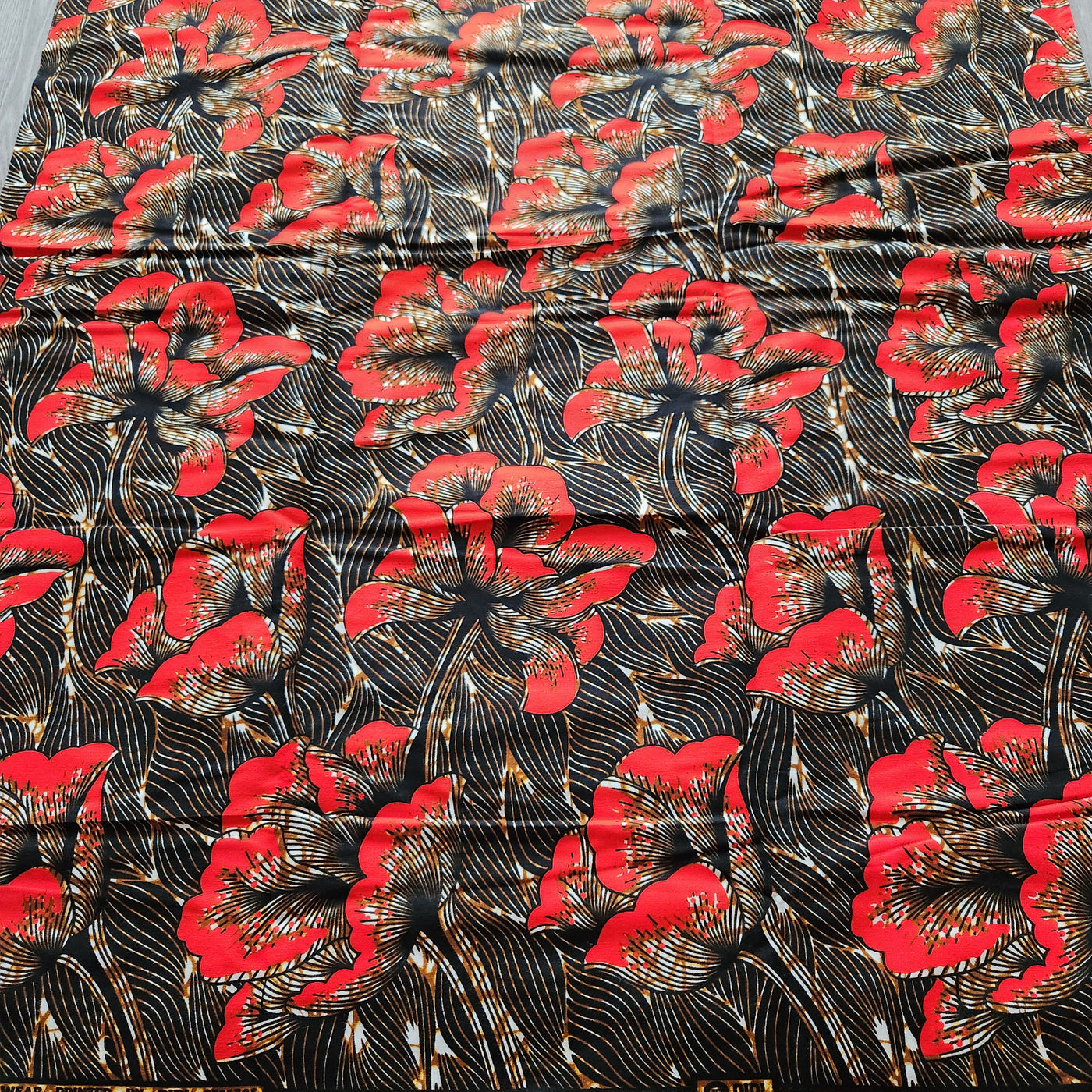 Black and Red African Print Fabric, Ankara Fabric, AF290