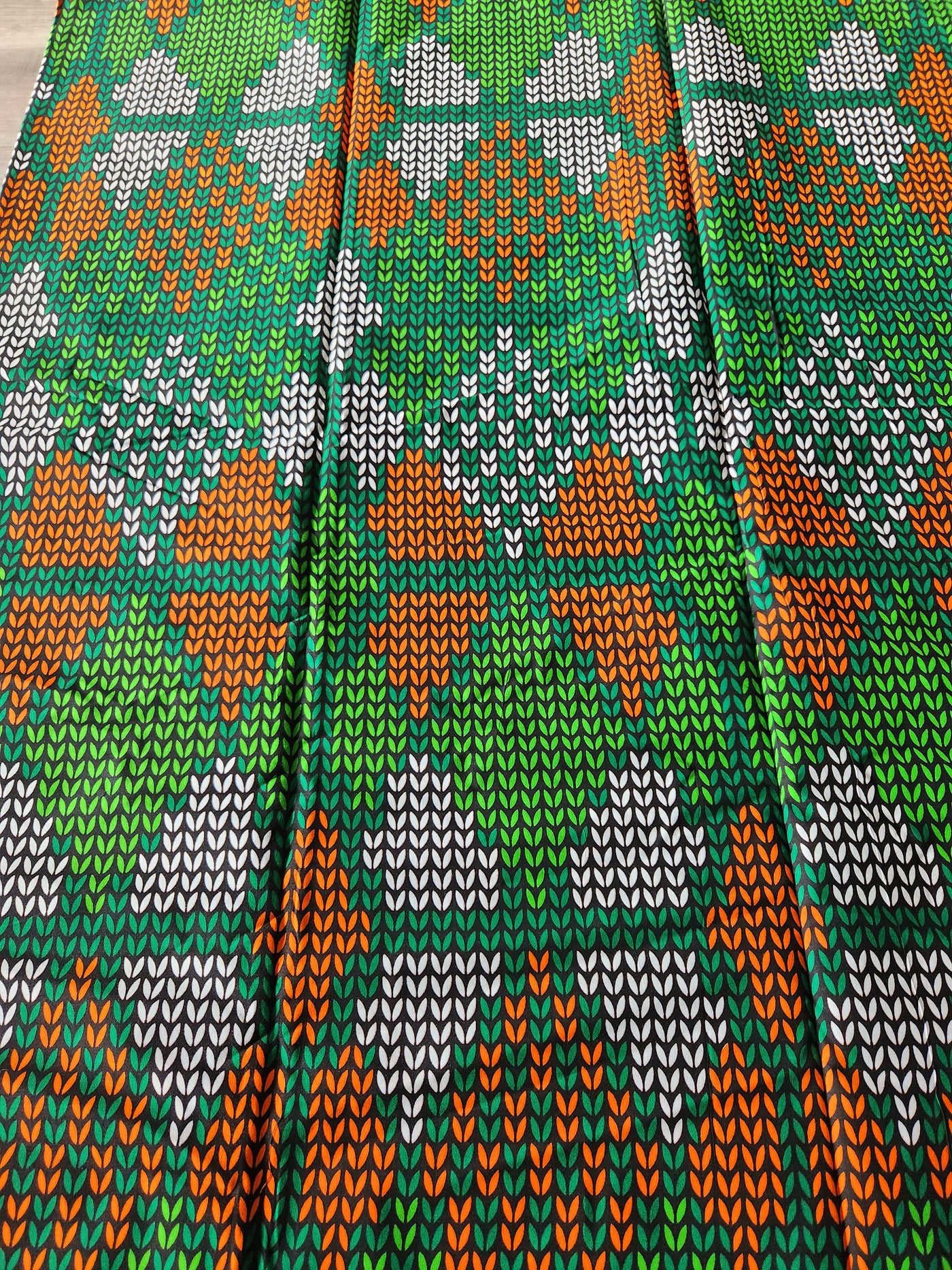 Green and Orange African Ankara Fabric, AF215