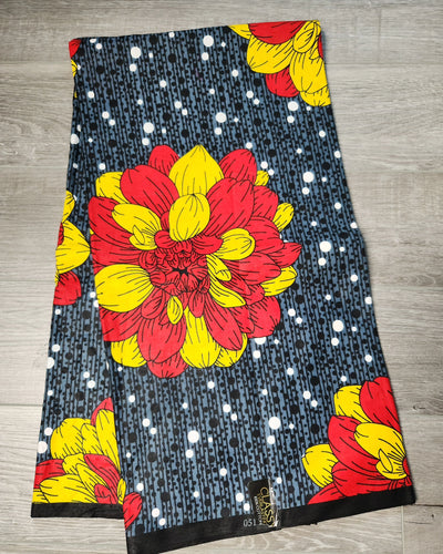 Gray and Yellow African Print Fabric, Ankara Fabric