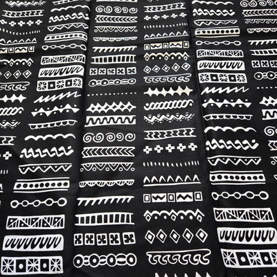 Black and White Monochrome Tribal African Print Fabric, Ankara Fabric, 100% Cotton Fabric, AF351