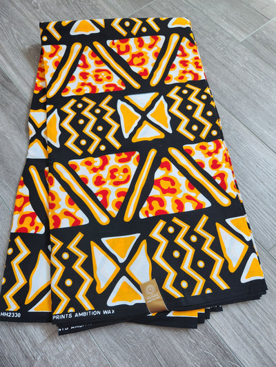 Orange and Black Tribal Ankara Print Fabric