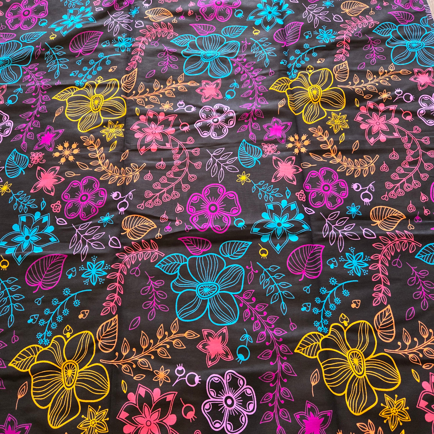 Black, Yellow and Pink African Print Fabric, Black Fabric, Pink Fabric Ankara Fabric, AF314