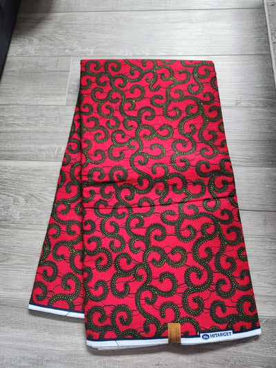 Red African Print Fabric, Ankara Fabric AF30