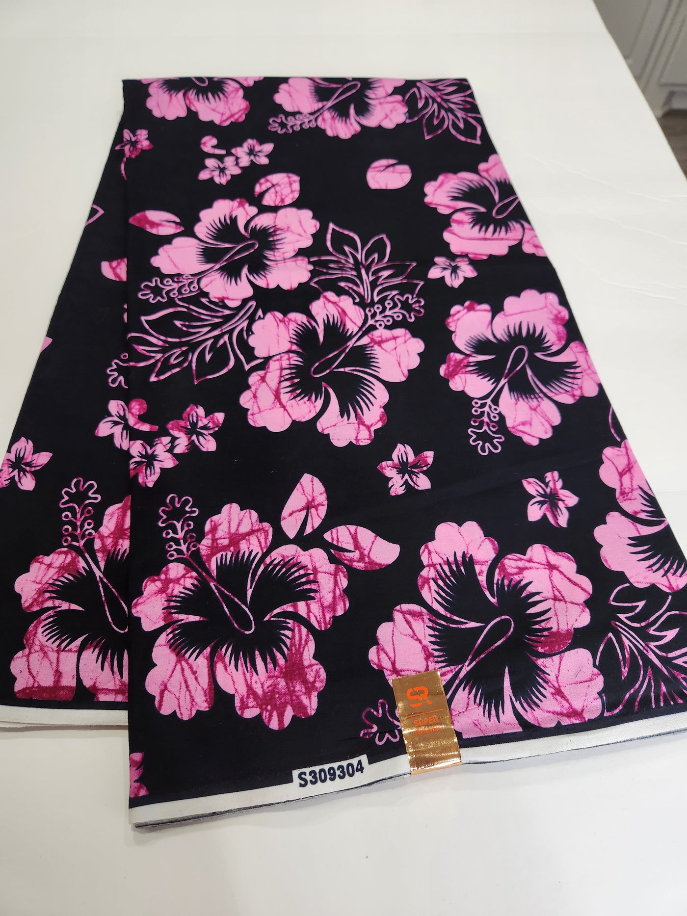 Black and Pink Ankara Print Fabric