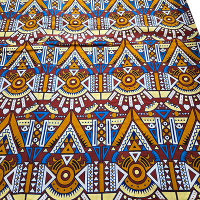 Luxury Brown Tribal African Print Fabric, Brown Ankara Fabric, 100% Cotton Fabric AF384