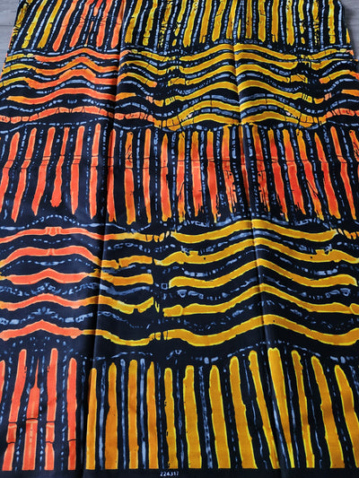 Black, Yellow and Orange African Print Fabric, Ankara Fabric, AF199