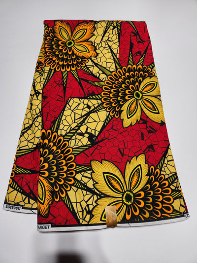 Yellow and Red Ankara Print Fabric ACS2205