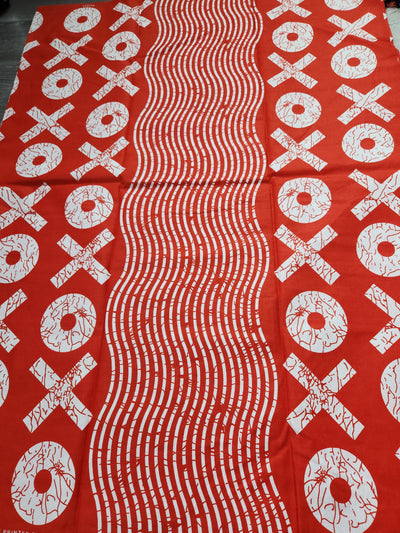 Orange and White African Print Fabric, Ankara Fabric