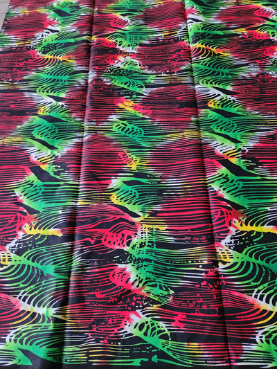 Red, Black and Green African Print Fabric, Ankara Fabric, AF196