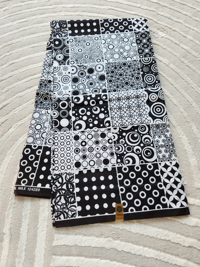 Monochrome Patchwork, Black and White Ankara Fabric