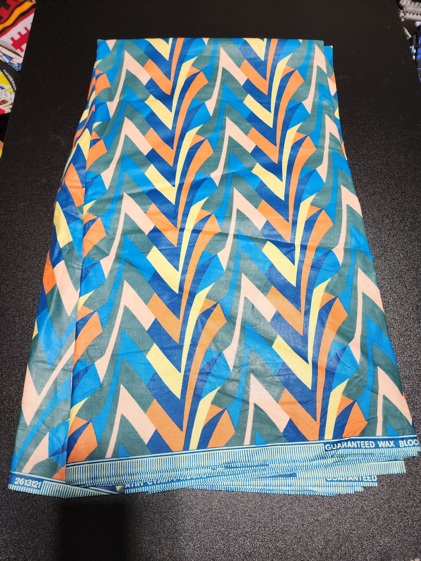 Teal and Orange Ankara Print Fabric