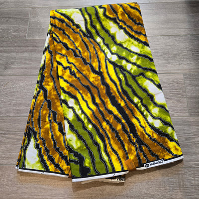 Olive Green and Brown Swirl African Print Fabric, Ankara Fabric, 100% Cotton Fabric, AF382