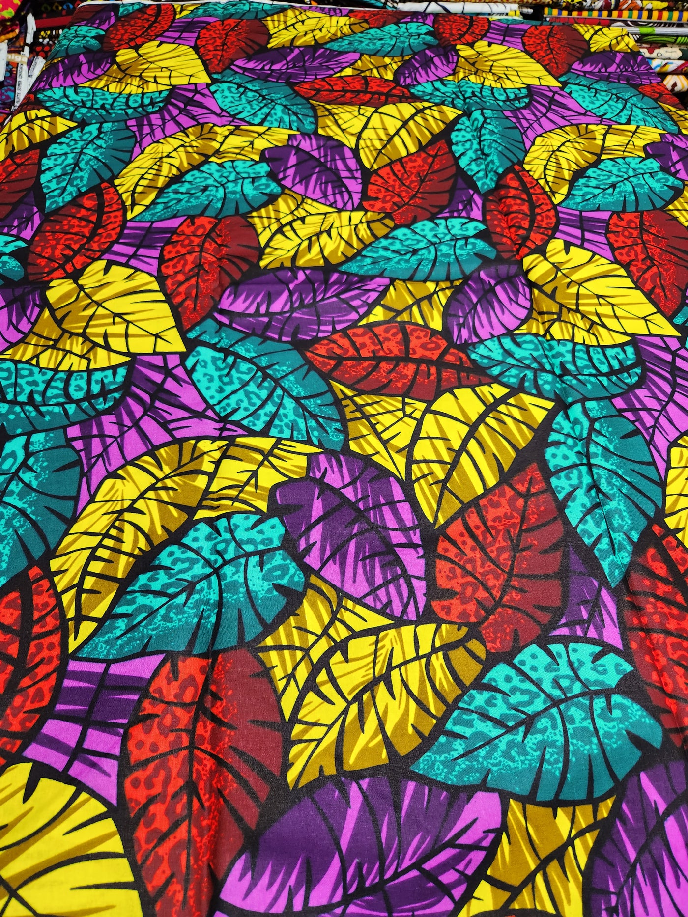 Purple, Yellow and Green African Print Ankara Fabric ACS2225