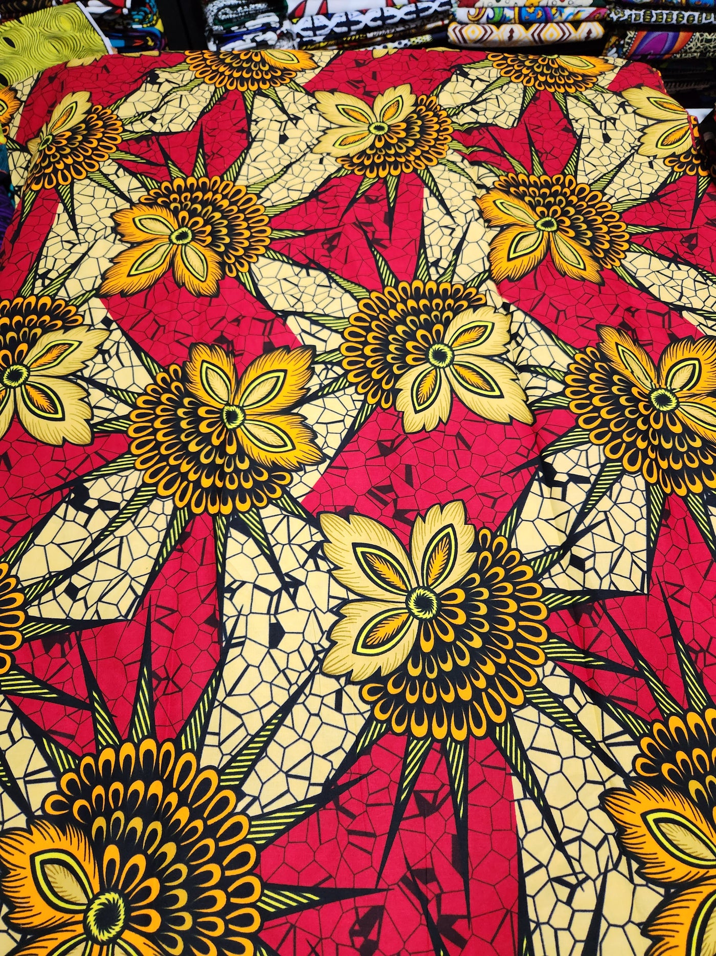 Yellow and Red Ankara Print Fabric ACS2205