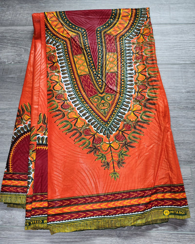 Orange and Red Dashiki African Print Fabric, Ankara Fabric
