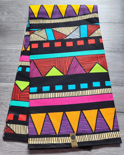 Multicolor Tribal African Print Fabric, Ankara Fabric AF10