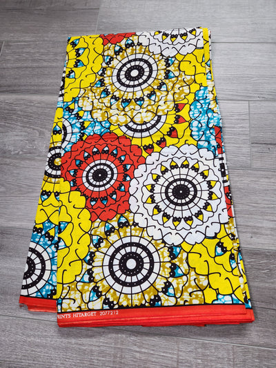 White and Yellow African Print Fabric, Ankara Fabric