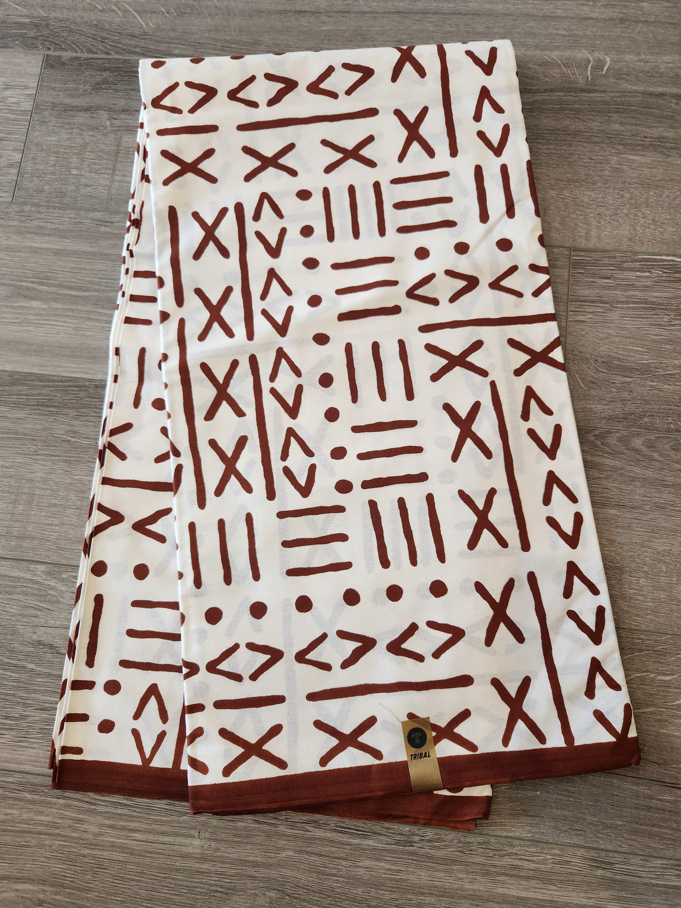 White and Brown Tribal African Print Fabric, Ankara Fabric AF50