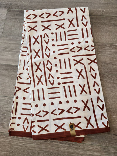 White and Brown Tribal African Print Fabric, Ankara Fabric AF50