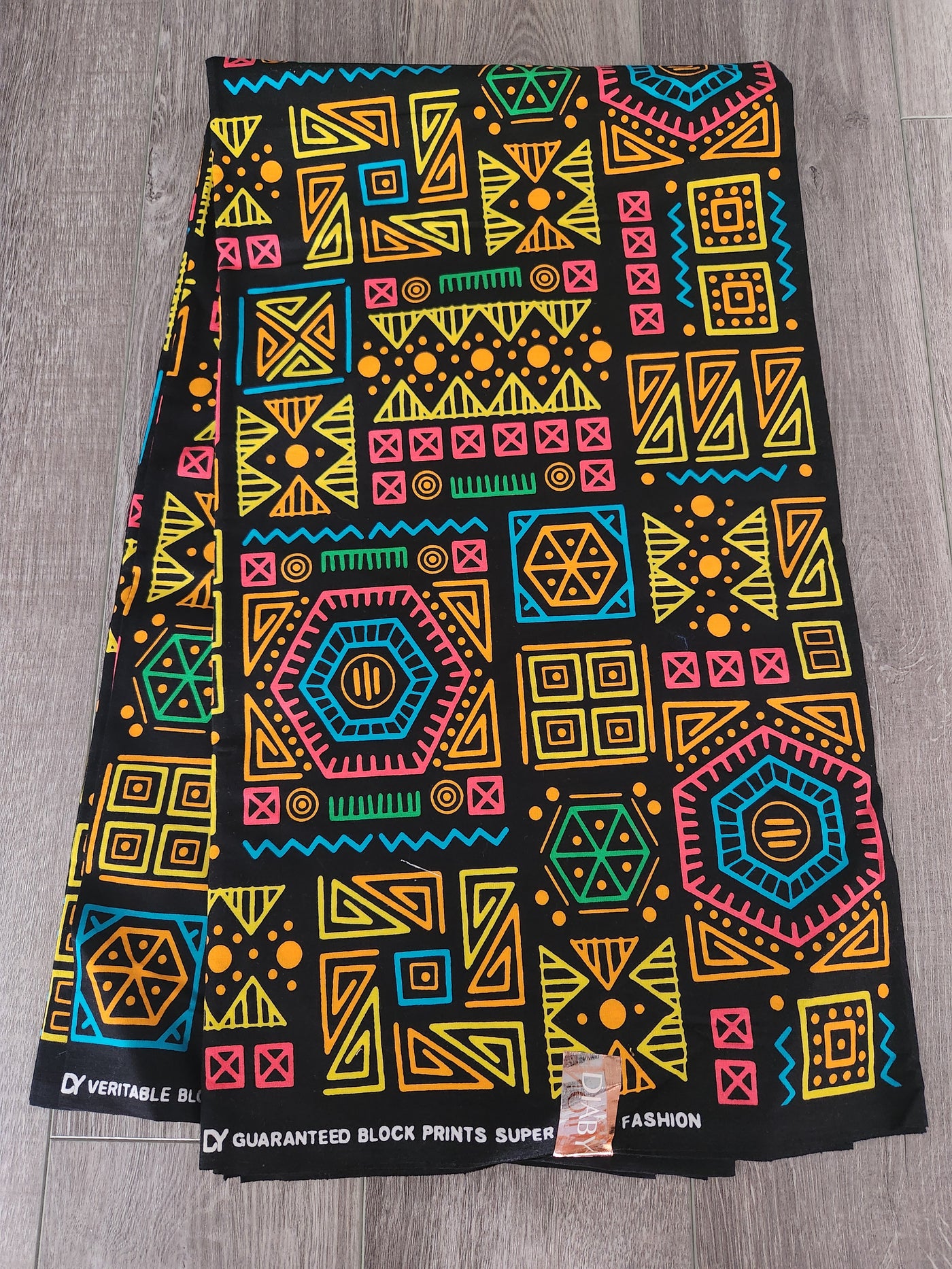 Black Multicolor Tribal African Print Fabric, Ankara Fabric AF7