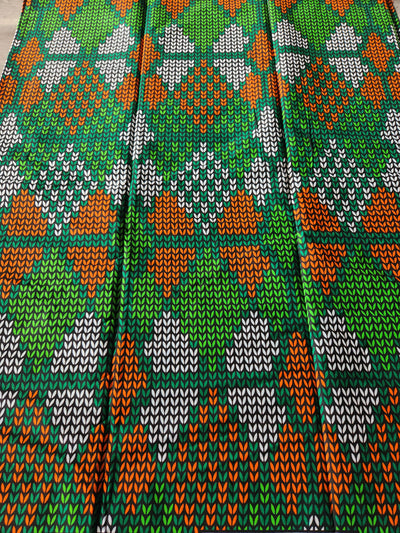 Green and Orange African Ankara Fabric, AF215