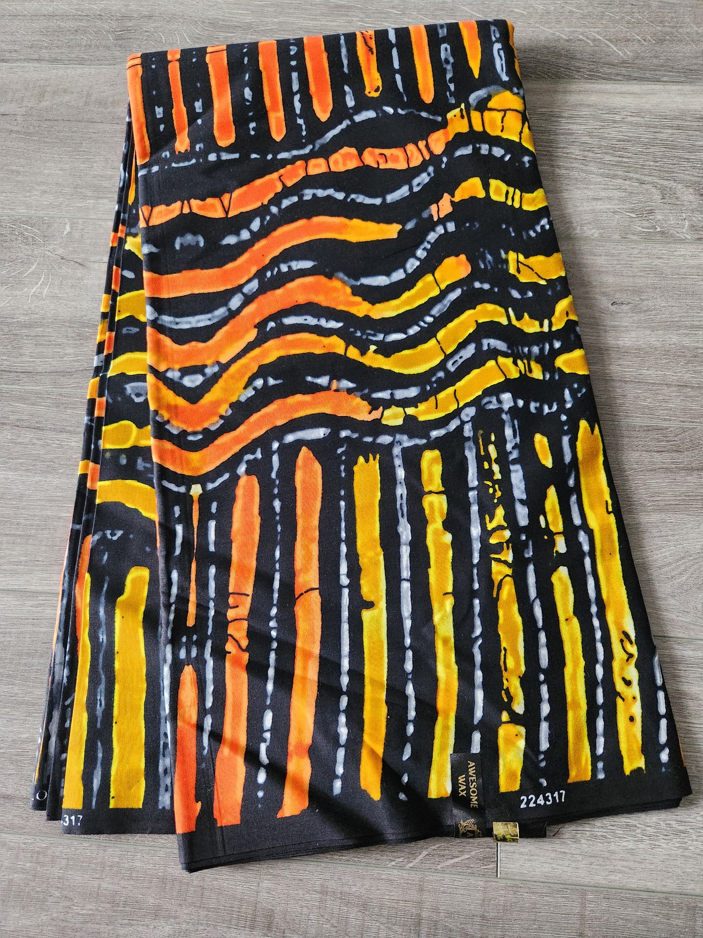 Black, Yellow and Orange African Print Fabric, Ankara Fabric, AF199