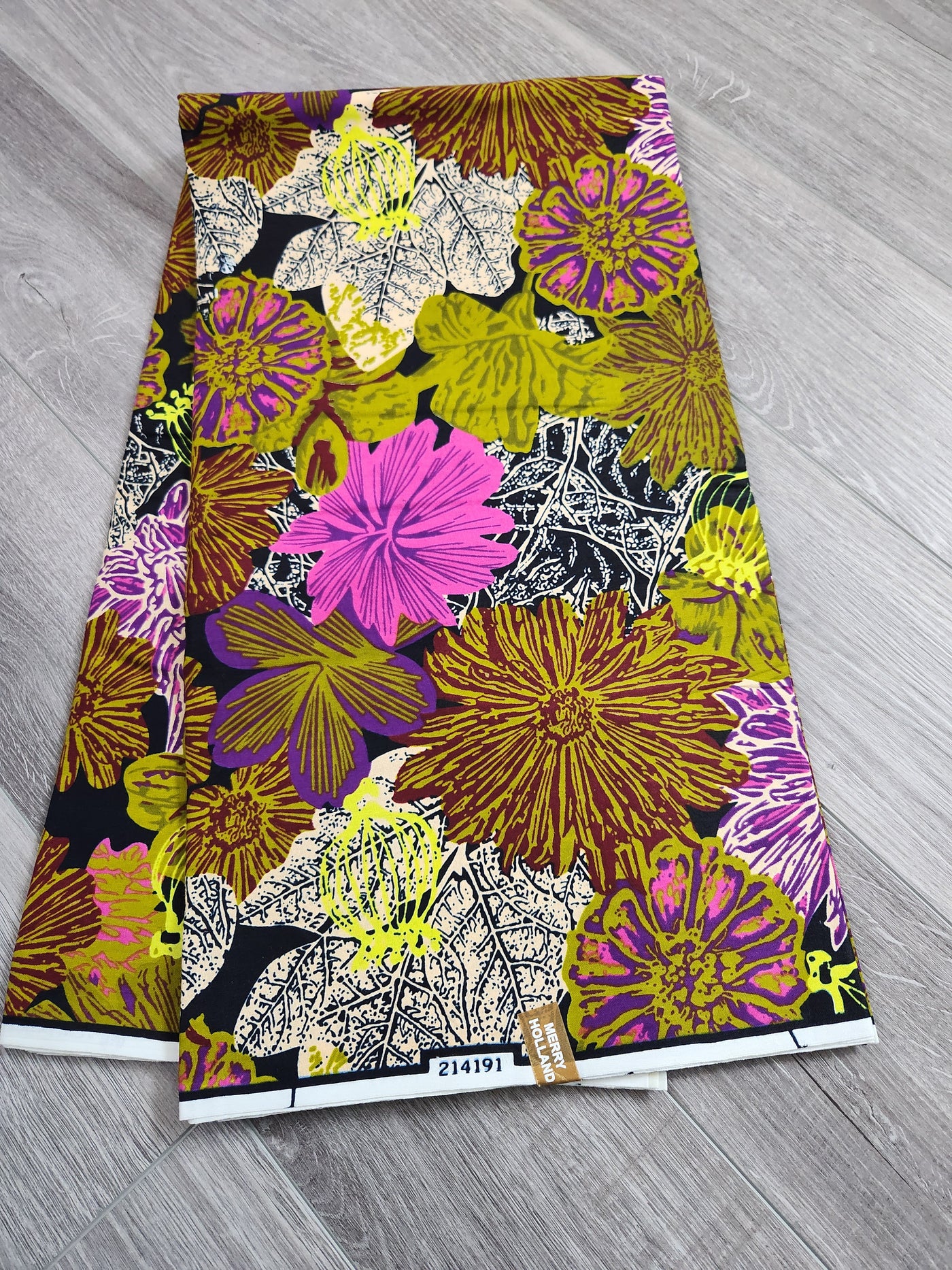 Olive and Pink Ankara Print Fabric