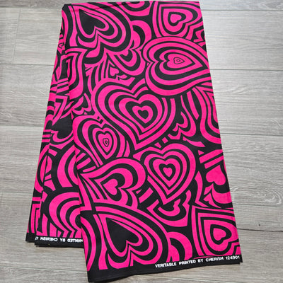 Pink and Black African Print Fabric, Ankara Fabric, 100% Cotton Fabric, AF355