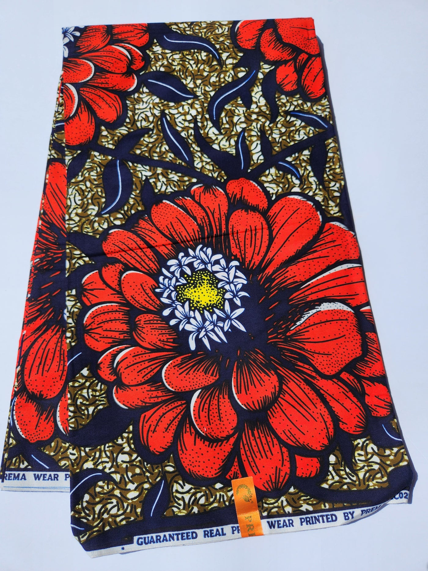 Brown and Orange African Print Fabric, Ankara Fabric, AF157