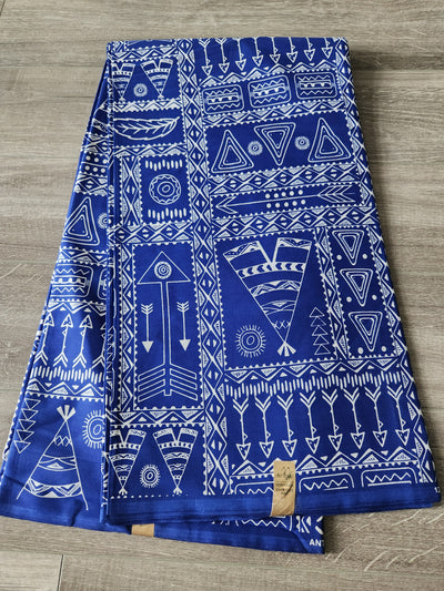 Blue and White African Print Fabric, Ankara Fabric AF62