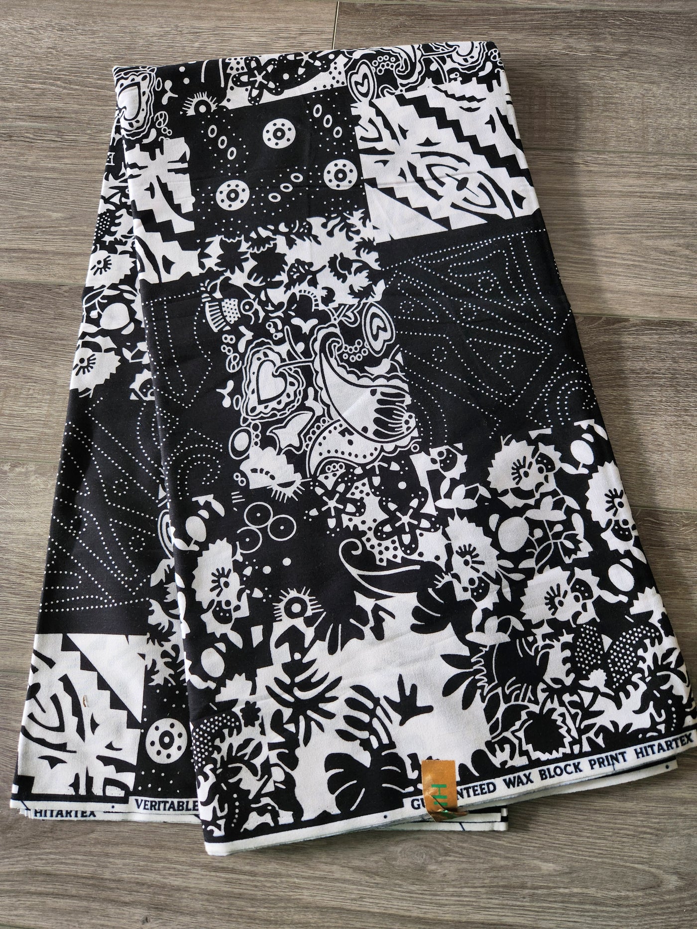 White and Black Patchwork African Print Fabric, Monochrome Fabric,Ankara Fabric, AF130