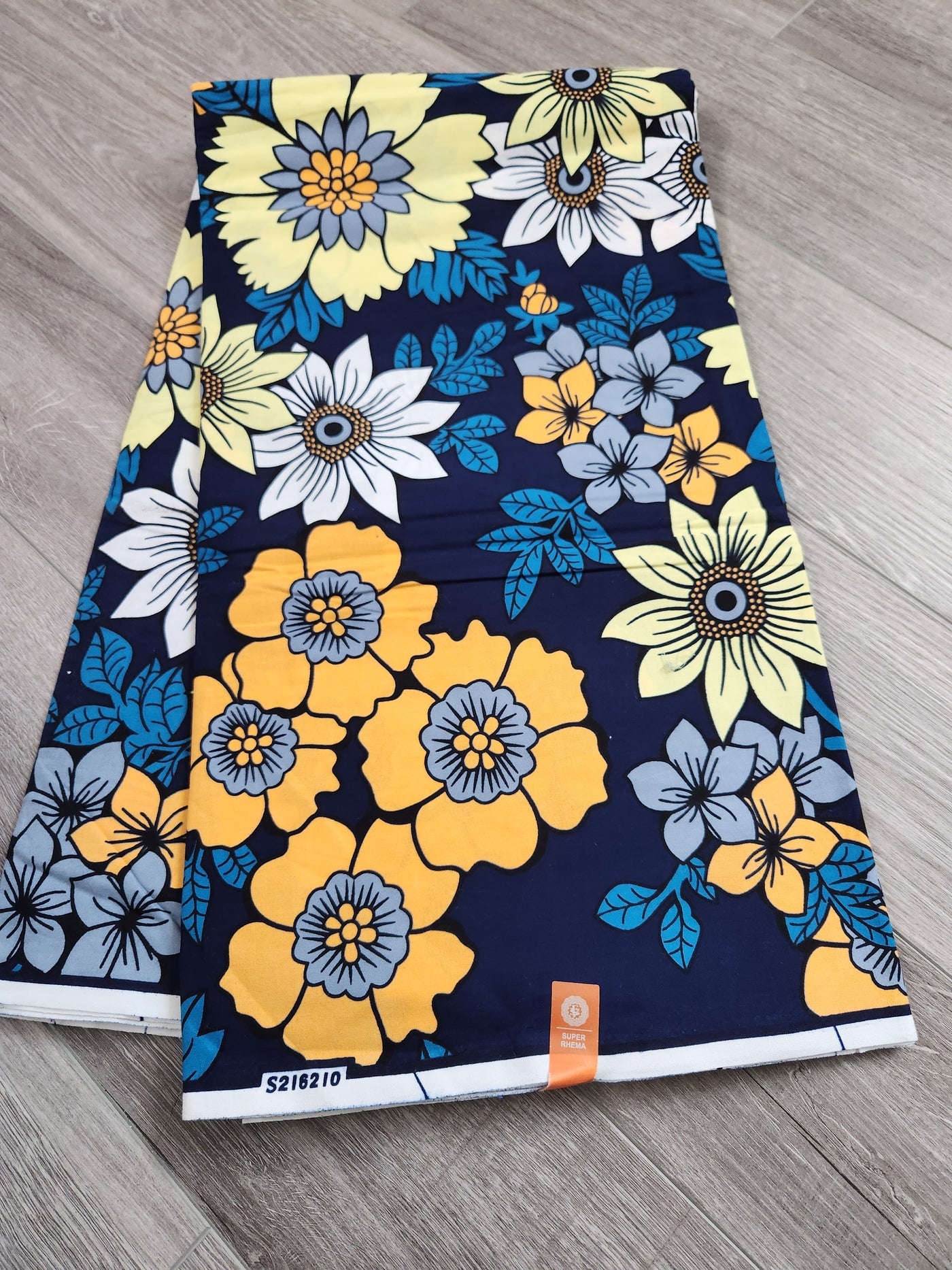 Blue and Yellow Ankara Print Fabric