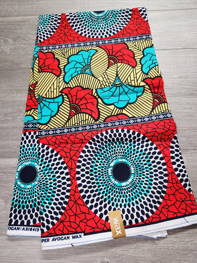 Yellow and Blue African Print Fabric, Ankara Fabric